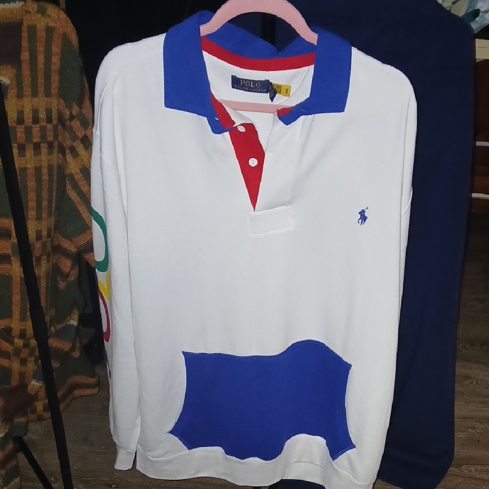 Ralph Lauren White and Blue Polo Shirt